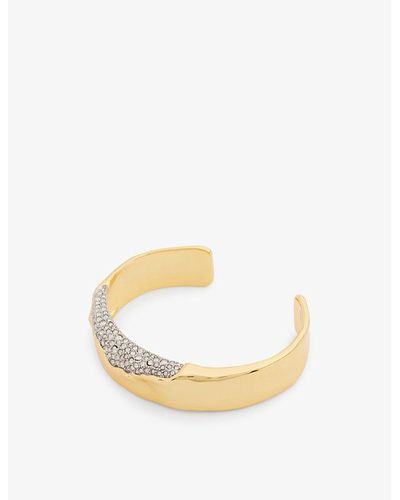 Alexis Solanales 14ct Yellow Gold-plated Brass And Crystal Cuff Bracelet - Metallic