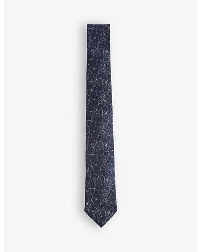 Ted Baker Vy Line Floral-pattern Silk Tie - Blue