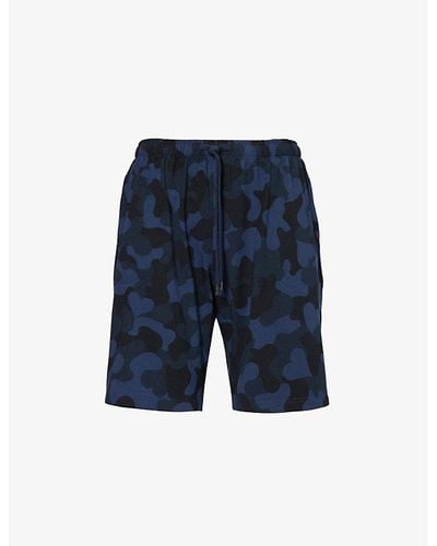 Derek Rose London Camouflage-print Stretch-woven Pyjama Shorts - Blue
