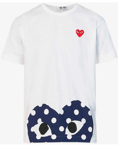COMME DES GARÇONS PLAY Polka-dot Logo-print Cotton-jersey T-shirt - White