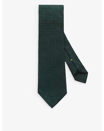 Eton Textured Woven Silk Tie - Green