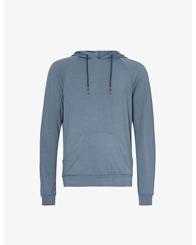Paul Smith Raglan-sleeve Relaxed-fit Stretch-jersey Hoody X - Blue