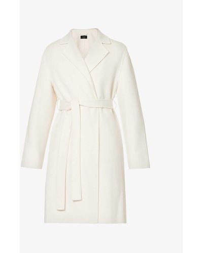 JOSEPH Cenda Belted Wool And Cashmere-blend Coat - White