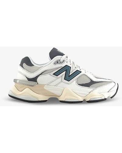 New Balance Sea Salt Grey Vy 9060 Brand-patch Leather And Mesh Low-top Trainers - White