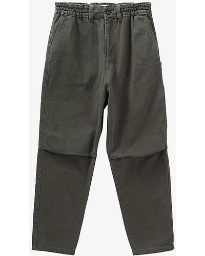 IKKS Elasticated-waist Mid-rise Straight-leg Cotton Trouser - Grey