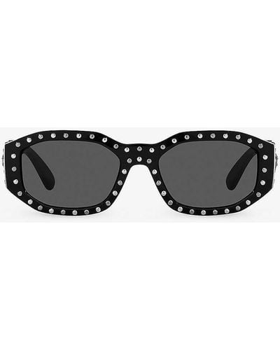 Versace Ve4361 Rectangular-frame Acetate Sunglasses - Black