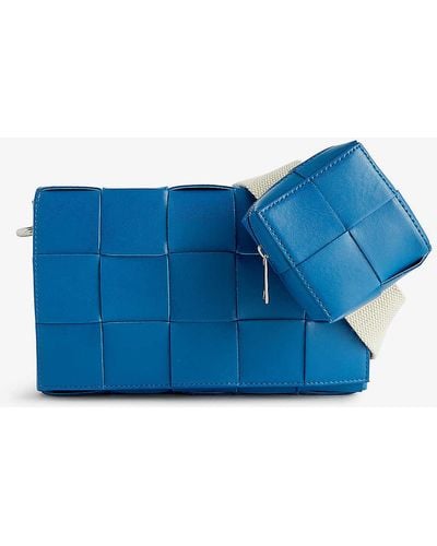 Bottega Veneta Intrecciato-weave Leather Cross-body Bag - Blue
