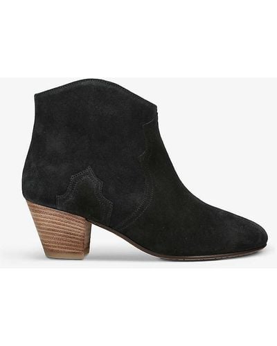 Isabel Marant Dicker Contrast-sole Suede Heeled Ankle Boots - Black