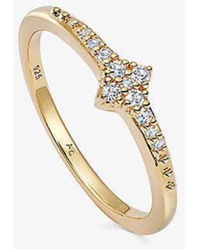 Astley Clarke Luna Light 18ct Yellow Gold-plated Vermeil Sterling-silver And Sapphire Ring - White