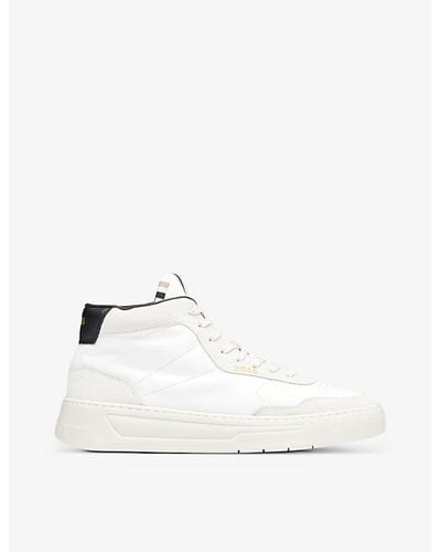 BOSS Tural Logo-printed Chunky-sole Leather High-top Sneakers - White