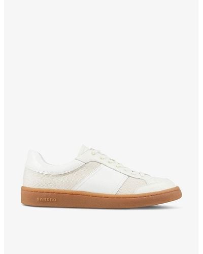 Sandro Logo-print Leather And Mesh Low-top Sneakers - White
