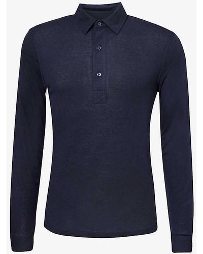 Orlebar Brown Sebastian Brand-patch Slim-fit Cotton And Stretch-knit Polo Shirt X - Blue