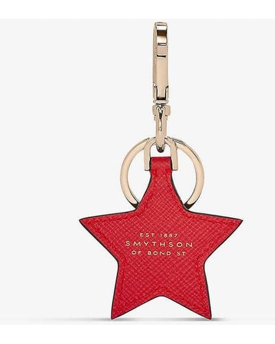 Smythson Panama Star-shaped Leather Keyring - Red