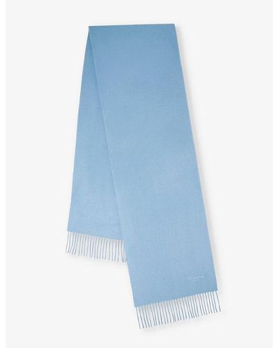 Mulberry Logo-embroidered Cashmere Scarf - Blue