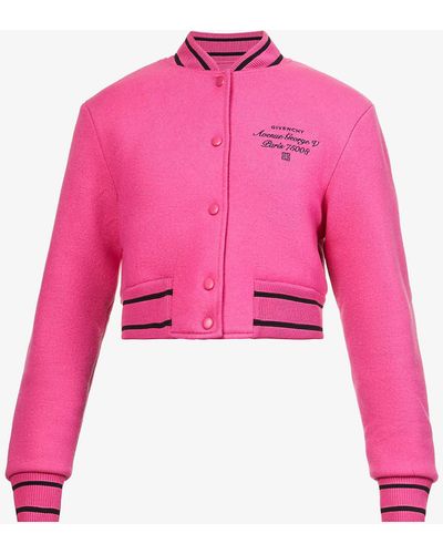 Givenchy Cropped Logo-embroidered Wool Jacket - Pink