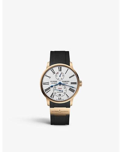 Ulysse Nardin 1182-310-3/40 Marine Torpilleur 18ct Yellow-gold And Rubber Automatic Watch - White