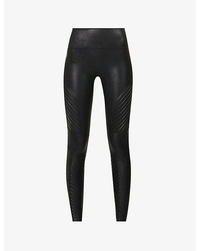 SPANX Black Faux Leather Leggings Pants Wow Style 2437Q Sz Petite Small |  eBay