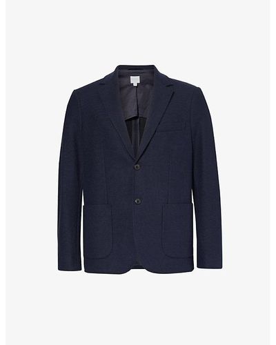 Sunspel Notch-lapel Single-breasted Cotton-jersey Blazer - Blue