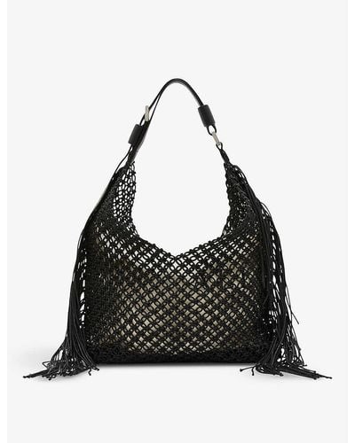 AllSaints Sabine Crochet-knit Shoulder Bag - Black
