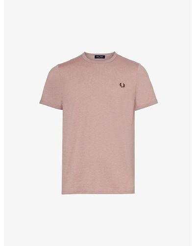 Fred Perry Ringer Logo-embroidered Cotton-jersey T-shirt - Pink