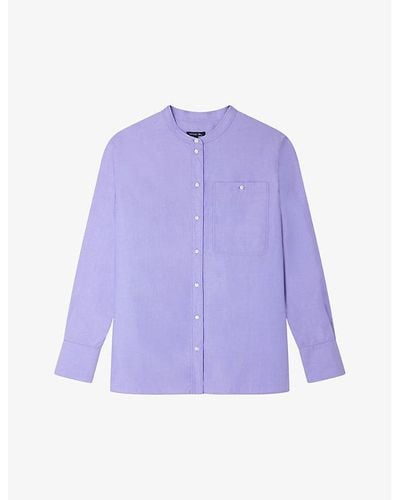 Soeur Vannes Round-neck Relaxed-fit Cotton Shirt - Purple