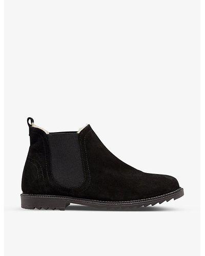 Dune Pedal Faux Shearling-lined Suede Chelsea Boots - Black