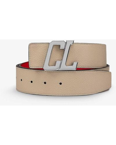 Christian Louboutin Rui Logo-buckle Leather Belt - Natural