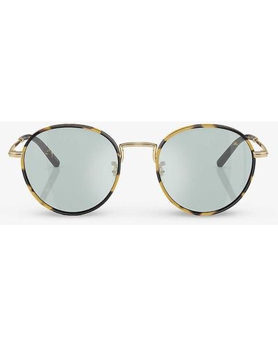 Oliver Peoples Ov1333 Sidell Phantos-frame Metal Sunglasses - Metallic