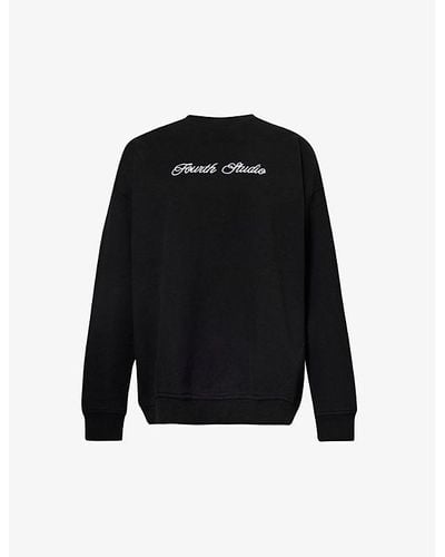 4th & Reckless Gigi Brand-embroidered Cotton-jersey Sweatshirt - Black