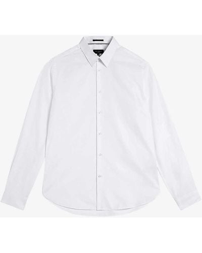 Ted Baker Haless Textured-stripe Cotton Shirt - White