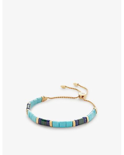 Monica Vinader Delphi 18ct -plated Vermeil Recycled Sterling-silver And Turquoise Friendship Bracelet - Blue