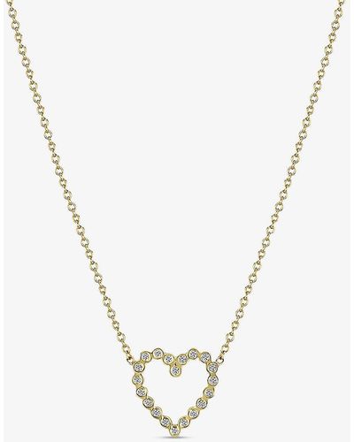 The Alkemistry Zoe Chicco Open Heart 14ct Yellow-gold And 0.10ct Diamond Pendant Necklace - Metallic