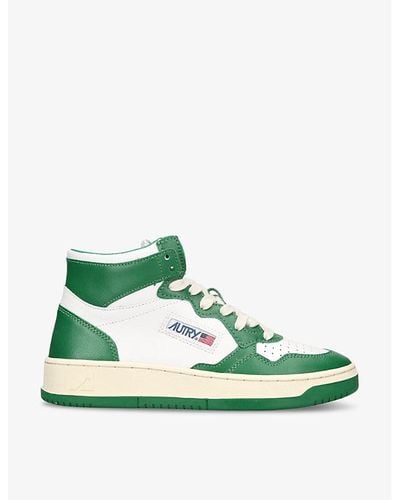 Autry Medalist Brand-tab Leather High-top Sneakers - Green
