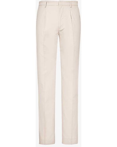 PAIGE Shultz Straight-leg High-rise Cotton-blend Trousers - White