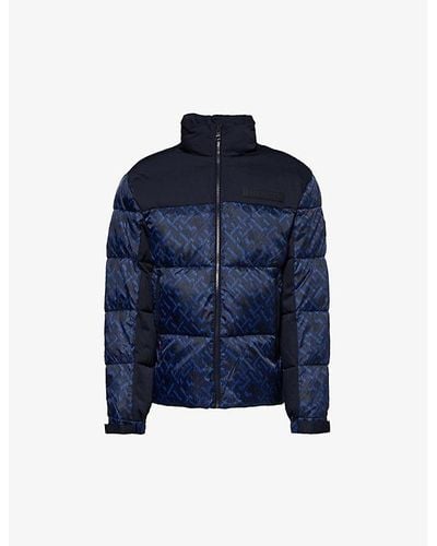 Tommy Hilfiger Brand-patterned Quilted Regular-fit Shell Jacket - Blue
