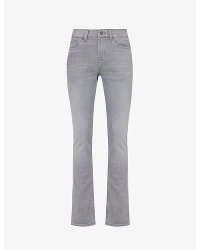 7 For All Mankind Slimmy Advance Tapered-leg Slim-fit Stretch-denim Jeans - Gray