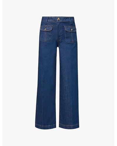 PAIGE Harper Flared-leg High-rise Stretch-denim Jeans - Blue
