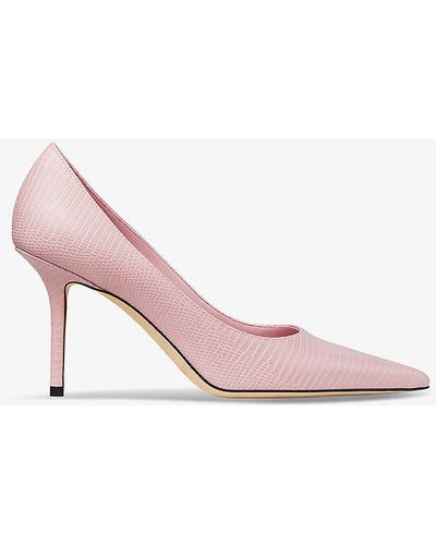 Jimmy Choo Love 85 Lizard-embossed Leather Heeled Courts - Pink