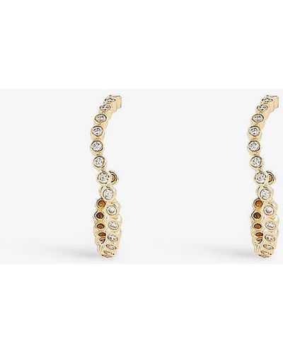 Mateo Wave 14ct Yellow-gold And 0.30ct Diamond Hoop Earrings - Natural