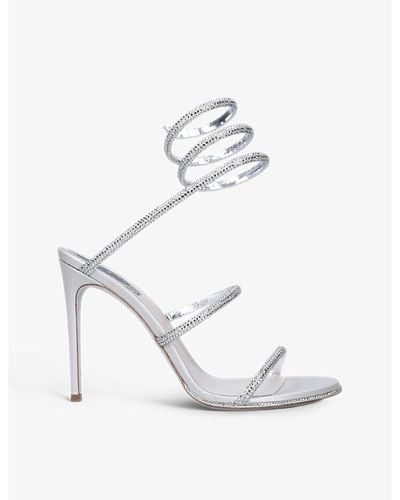 Rene Caovilla Cleo Crystal-embellished Leather Heeled Sandals - Metallic