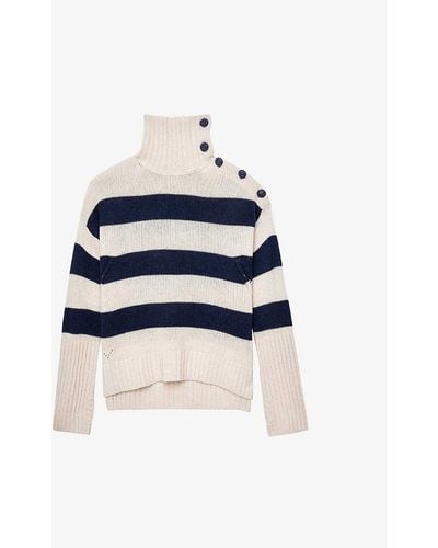 Zadig & Voltaire Alma Striped Cashmere Sweater - Blue