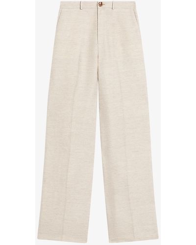 Ted Baker Darlont Flared Mid-rise Cotton-blend Trousers - White