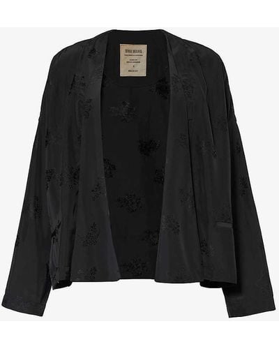 Uma Wang Klarke Floral-pattern Woven Jacket - Black