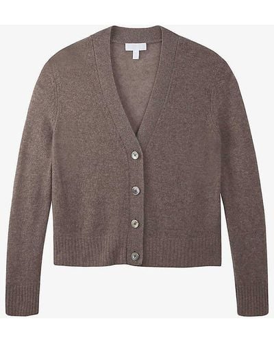 The White Company V-neck Relaxed-fit Cashmere Cardigan - Brown