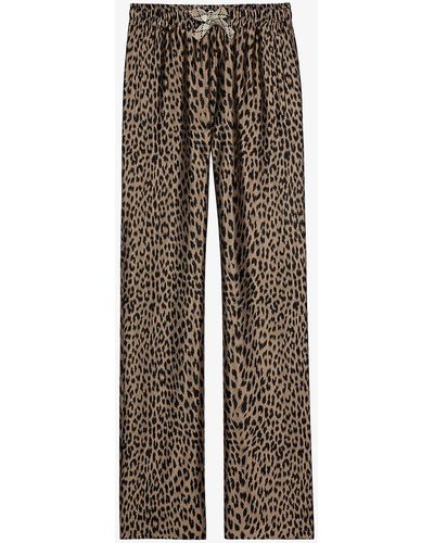 Zadig & Voltaire Pomy Leopard-print Drawstring-waist Trousers - Brown