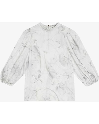 Ted Baker Lilioh Balloon-sleeve Woven Blouse - White