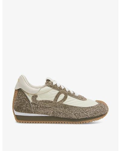 Loewe Flow Runner Monogram Leather And Shell Sneakers - Natural