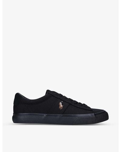 Polo Ralph Lauren Sayer Logo-embroidered Canvas Low-top Trainers - Black