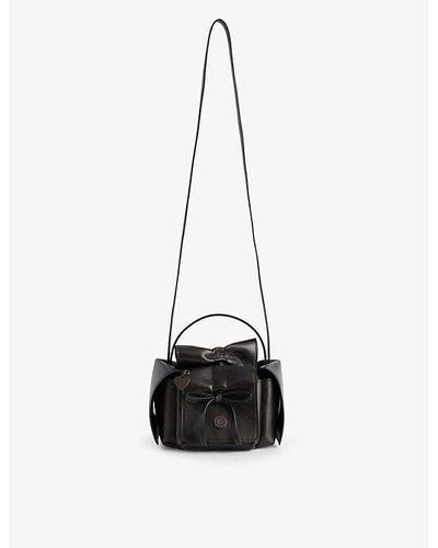 Acne Studios Bow-embellished Mini -pocket Leather Shoulder Bag - Black