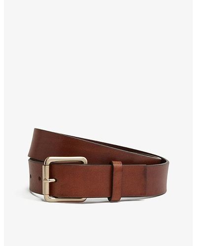 Reiss Grayson Square-buckle Leather Belt - Brown